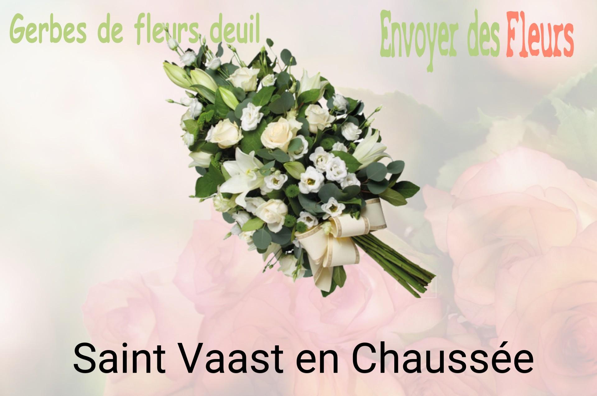 Gerbe de fleurs de deuil livrée à Saint-Vaast-en-Chaussée